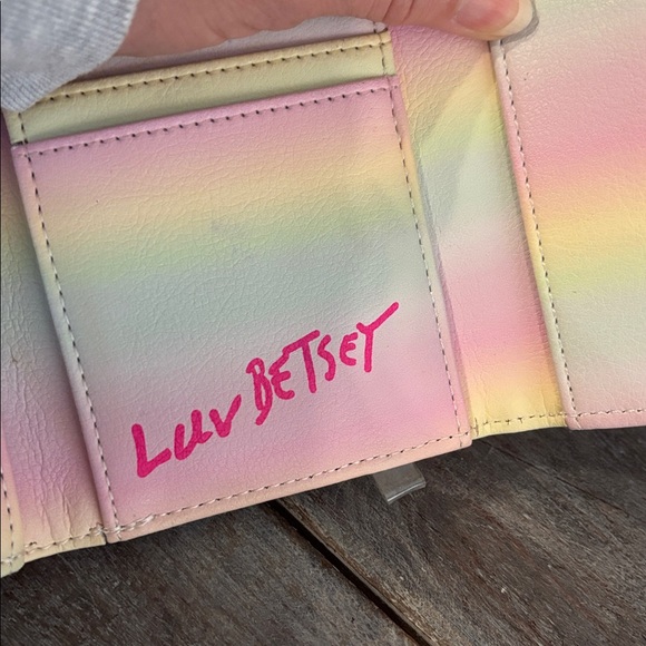 Luv Betsey Johnson Dome Pastel Kitty Cat Print Bag RARE good used + wallet - Picture 5 of 7